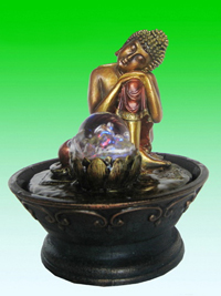TLF164L     Декоративный фонтан Будда, шарик, подсветка   H*L*W=19*16,5*16,5см