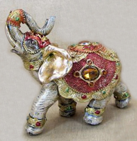 TLQ138     Сувенир Слон с золотыми ушами и крупными стразами, очень малый   H*L*W=9,5*13*5см