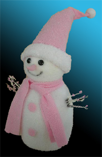 TLN1314    Снежная коллекция Снеговик в розовой шапочке и шарфике малый   Н*L*W=35*18*10