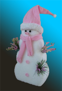 TLN1315    Снежная коллекция Снеговик в розовой шапочке и шарфике большой   Н*L*W=47*22*12